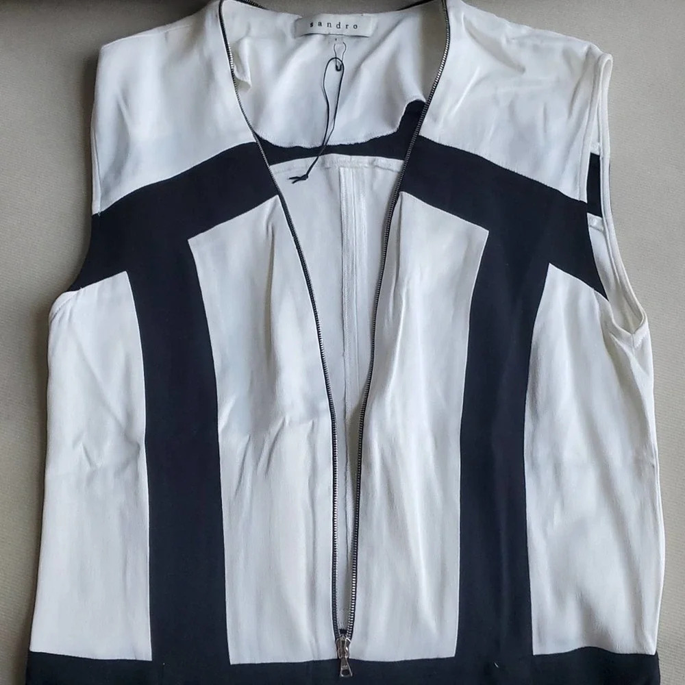Sandro size S black and white zippered dress from Paris! - Picture 5 of 12